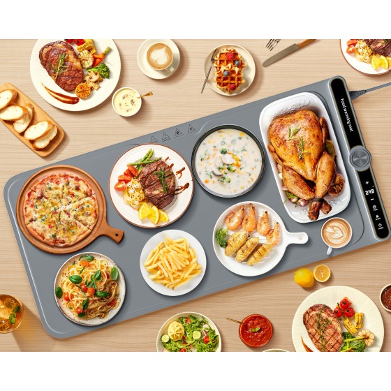 Warming Mat for Food extra large, Food Warmer Chafing Dishes for Buffet, 31.6"x15" Foldable Food Warming Mats for Countertops, Sourdough Warmer, Tortilla Warmer, 9-Level Temp 6-Hour Timer